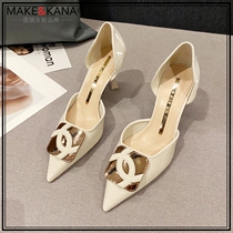 MakeKana French style fine heel small crowdheels Shoes Women 2022 New Summer Temperament Hollow Pointed Single Shoes
