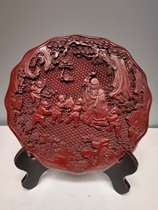 Treasured Qing Dynasty Eliminating Red Lacquer Ware Bounty of Fuwa Birthday Screen Pendulum with Antique Folk Collection Old 114563