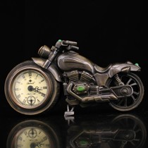 Folk collection of old copper-inlaid gemstone motorcycle European classical clock drawing old mechanical alarm clock