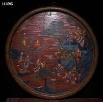 Folk Collection Old Wooden Tire Lacquerware Group Fairy Wishing Sutu Hung Screen Terrace Screen Pendulum