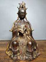 Antique collection Bronze tire sprinkled cinnabar Buddha statue Mazu icon A Buddha hall Home please worship ornaments