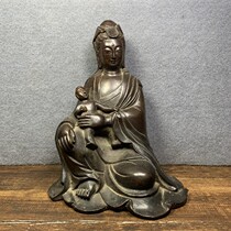 Folk Collection Old bronze ware pure copper delivered son Guanyin Bodhisattva Buddhist Guanyin Bodhisattva Guanyin Buddha statue