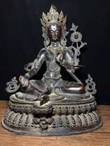 Folk collection Old red copper Buddha inlaid with precious stones Guanyin