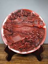 Folk Collection Old and red lacquered ware Appreciation of the Summer Palace and Garden Screen Pendulum with Landscape Scenery