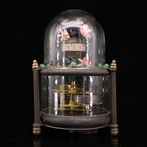 Folk collection of old pure copper inlaid gemstone European classical clock drawing old mechanical alarm clock