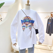 Cotton maternity wear spring and autumn winter New long sleeve T-shirt women White medium length top base shirt plus velvet thickened