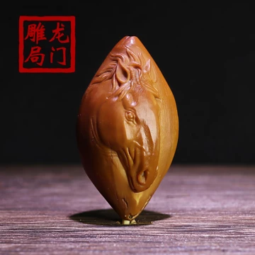 美術品 旧蔵 清 大顆單粒橄欖核 手工彫刻 壽星吊墜 手