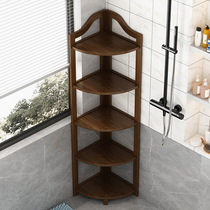 Corner shelf Floor-to-ceiling tripod Bedroom living room corner flower rack Solid wood multi-layer bookshelf Bathroom storage storage