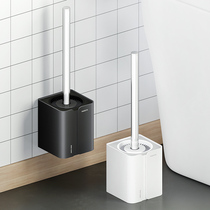 Space aluminum toilet brush no dead corner household washing toilet brush wall hanging long handle silicone brush wall toilet set