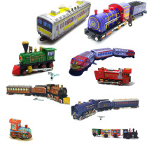 Iron leather clockwork train locomotive inertia steam engine car head subway 80 90 nostalgic toys
