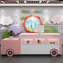 New art education consulting service counter corner welcome desk round front desk modern custom lectern fashion