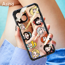 iPhone13 phone case transparent glass Q version of Princess Apple 13pro womens high-end cute lens all-inclusive anti-drop 13promax personality creative new net red ins Wind mi