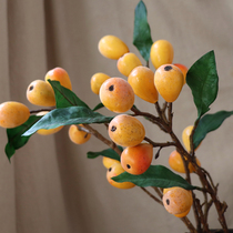 Simulation loquat fruit branch flower art green plant bonsai flower arrangement home decoration living room berry photography props fruit