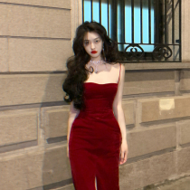 Engagement Annual Meeting Dress Light Extravagant high-end toast to the New Year New Year wardrobes Red velvet harness Lions dress