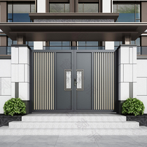 Villa Gate Aluminum Alloy Patio Door Countryside Yard Iron Art Double Open Door New Chinese Stainless Steel Garden Electric Gate