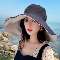 2021 super brim hat womens summer sun hat sunscreen fisherman hat Korean version of the wild face cover sun hat tide