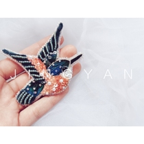 Whale Kingfisher original French embroidery Chinese style bead embroidery three-dimensional embroidery nail bead brooch material package Video