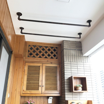 Thickened balcony drying rod Single pole top mounted hanging rod fixed perforated hanger Drying hanger window drying rod water pipe
