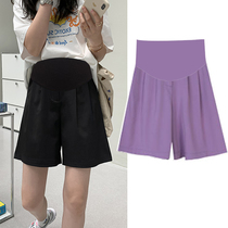 Outside wear pregnant women wide leg shorts high waist 2021 summer loose Korean casual five-point fashion Net red belly pants