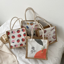 Cute ins Bento bag tote bag work packed lunch box bag Large capacity Japanese style lunch bag canvas bag
