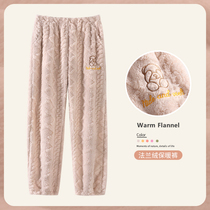 Home Leveen Sleeping Pants Lady Home Pants Coral Suede Long Pants Autumn Winter Warm Pants Flannel Velvet Plus Suede Thickened