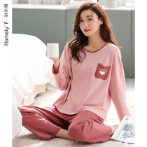 Home Leven pyjamas Lady Spring and Autumn Autumn Pure Cotton Long Sleeve Home Clothing Full Cotton Spring Summer Thin BIG CODE SUIT