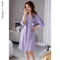 Home Leveen Sleeping Dress Lady Sleepwear Spring Autumn Long Sleeve Pure Cotton Full Cotton Slim Fit for a long shirt with large size