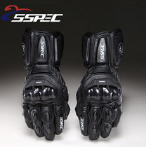 SSPEC motorcycle gloves Carbon fiber protective shell Leather motorcycle long gloves ride fall-proof