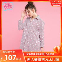 bodypops clothes love girl students sweet cute fashion print shirt style long pajamas top home clothes