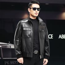 Young and middle-aged leather leather leather jacket Korean handsome locomotive clothing pure leather jacket short tide