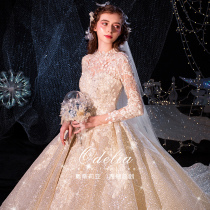 odelia Diana 2021 New Court style long sleeve tailing main wedding wedding bride luxury high end