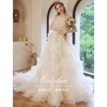 odelia wedding dress 2021 new wedding dress bridal chest flower welcome yarn tailing tailing exterior wedding woman