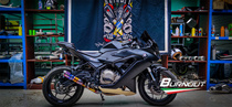 Sai 350 full-section titanium alloy exhaust front 304 mid-tail titanium alloy exhaust double tube can be added electronic valve