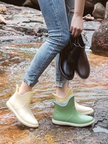 Japanese GP Rain Shoes Women Summer Fashion Money Outside Wearing Short Cylinder Kitchen Non-slip Water Shoes Womens Day Department Silo Rain Boots