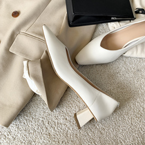 ins high end self-leaving giant giant comfortable ~ small square head retro comfort grandma heel heels high heel single shoe