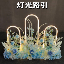 2021 wedding road lead love n power light Road Guide finished silk flower Road lead wrought iron led light strip light light guide