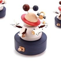 jeancard wooden music box music box to send boys and girls boys and girls boys and girls childrens birthday gifts space rotation