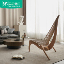 Matchifir Designer Creative Nordic Chair Mesh Red Light Extravagant Harp Chair Solid Wood Art Single Sofa Chair