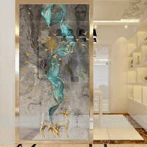 Art Clip Silk Glass Partition Light Lavish Nordic Living Room Decorative Wall Custom Home Screen Entrance Hymn Steel Chemical Deer