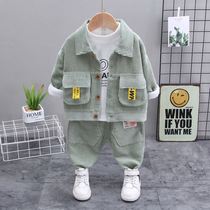 Baby autumn suit mens treasure boy three-piece dress British handsome little boy fashion Childrens suit baby