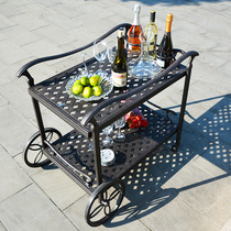 West window Villa club furniture Cast aluminum cart shelf Wine dining car Double-layer trolley Cast aluminum furniture