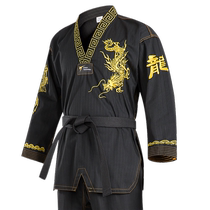 Holy moving Taekwondo uniform children adult mens and womens clothing black and white dragon pattern tiger embroidered dragon performance clothing coaching uniform