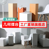 Photo Props White Baking Lacquered Cubes Wood Mound Photography Square Box Large Length Square Body Geometric Show Business Window Display Showcase of the island Terrace Terrace Terrace Flowered Customize