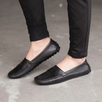 Korean bean shoes men's leather Joker comfortable breathable loafers summer men's driving shoes a pedal loafers