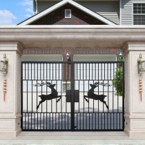 Modern Chinese wrought iron courtyard gate rural villa door Double open kindergarten factory community yard door custom