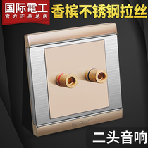 International electrotechnical switch socket panel two-head audio dual audio Champagne gold two-position audio audio socket
