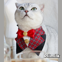 (Olimilk) handsome little gentleman ~ pet cat dog English bib bow tie bib photo photo