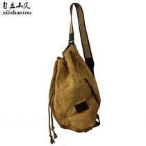 Bucket Bag Single Shoulder Bag Men Canvas European And European Trend Retro Chest Bag Mens Water Drop Bag Tide Casual Fashion Slanted Satchel Bag