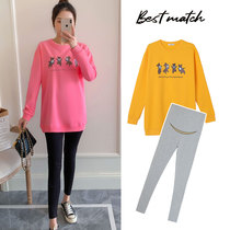 Pregnant womens spring clothing suit 2022 new fashion tunic blouses in spring and autumn clothing in spring long sleeves T-shirt clothes