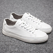 Mens white shoes 2019 new mens shoes tide shoes leather Korean version of Wild trend winter casual white board shoes